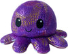 Omkeerbare Octopus Plushie - Paars + Blauw - Schattige Sensory Fidget knuffeldieren die je stemming laten zien, Boos Blauw + Gelukkig Paars, 4 inch