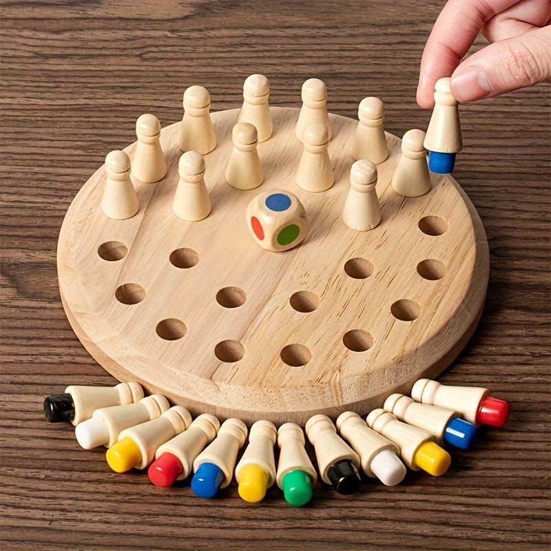 Houten Memory Match Stick Schaakspel | Educatieve Puzzel voor Kinderen van 3-6 Jaar & Volwassenen | Verbetert Geheugen & Cognitieve Vaardigheden | Ideaal voor Reizen & Cadeau