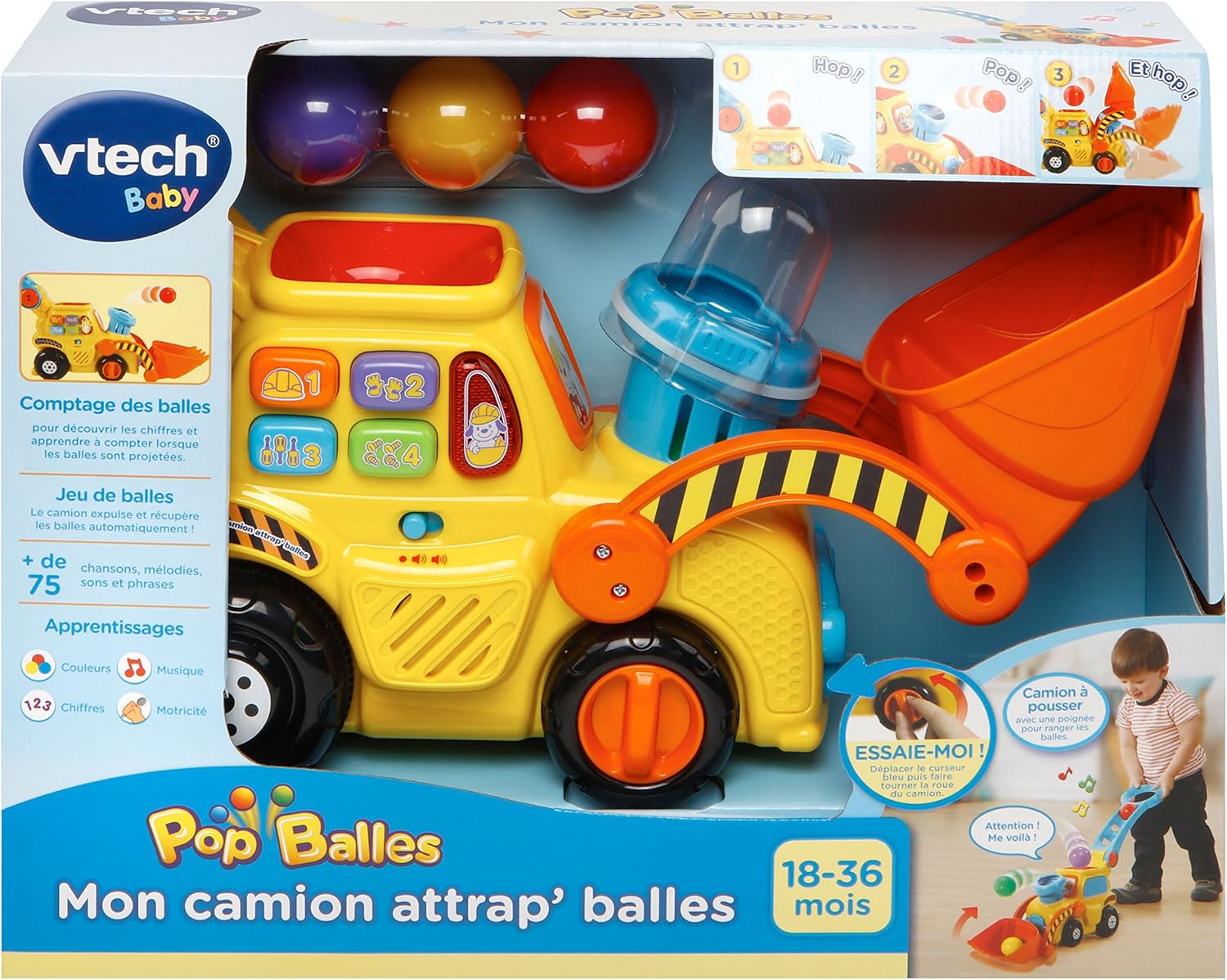 Pop-a-Balls Push & Pop Bulldozer | Bouwvoertuig Educatie Speelgoed voor kinderen van 1, 2, 3, 4 jaar