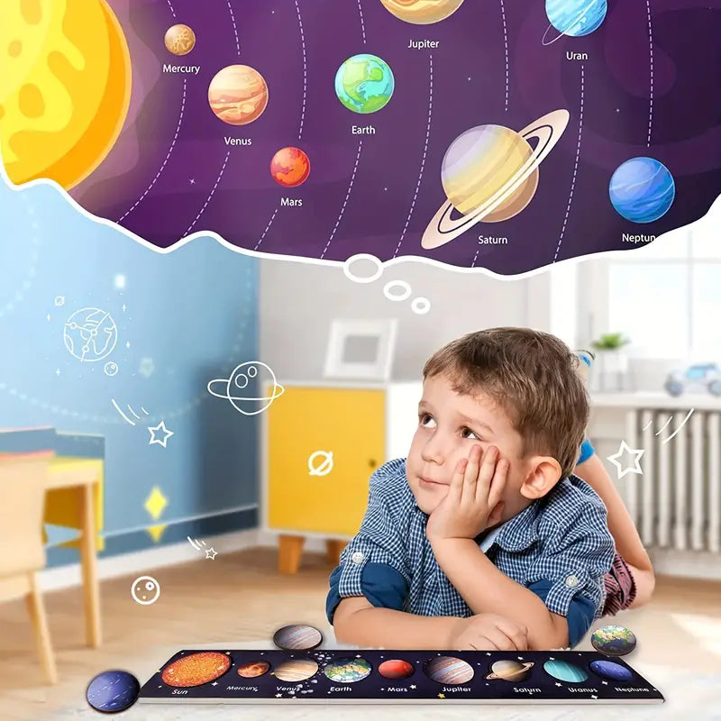 Zonnestelsel Planeten Puzzelbord Kinderen l Educatief Speelgoed 2, 3, 4, 5, 6 Jaar