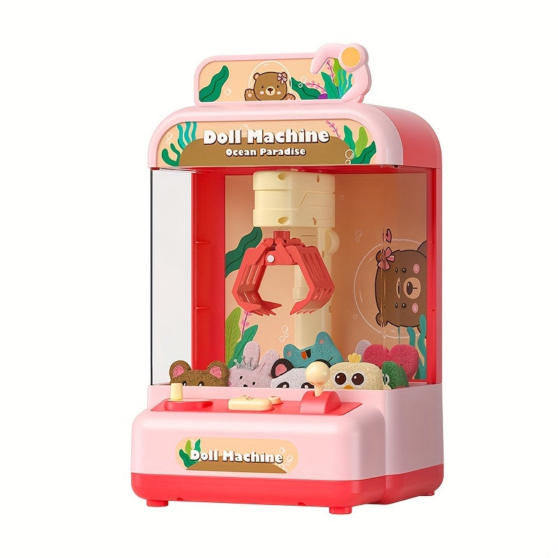 Mini Grijpmachine voor Thuis - Muntgestuurde Poppen- en Snoepautomaat, Perfect Verjaardagscadeau voor Meisjes, Inclusief 6 Poppen & 10 Ballen, Batterijvrij Kerst- & Feestdagcadeau