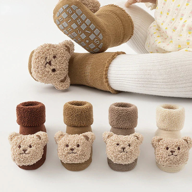 Baby Beer Babysokjes met Grip Zolen voor Jongens & Meisjes l 2, 4, 6, 8, 10, 12 Maanden