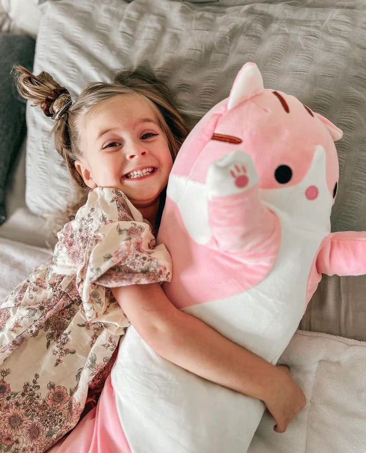 KittyKnuffel l Grote Kat Knuffeldier Roze 90cm l Voor Kinderen l Zacht & Lang