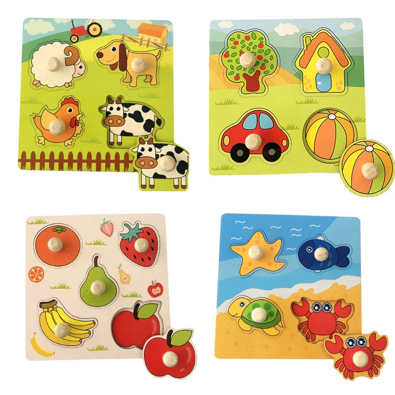 WoodGame l Montessori Baby Puzzels Houten l Kinderen 1, 2, 3+ Jaar