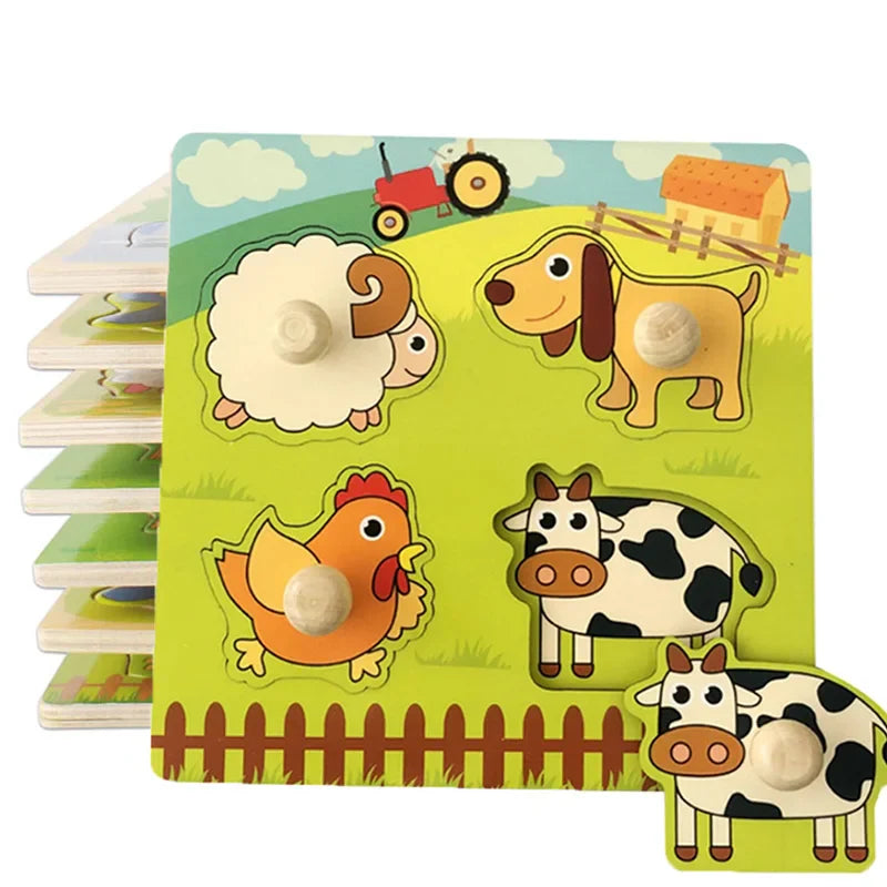 WoodGame l Montessori Baby Puzzels Houten l Kinderen 1, 2, 3+ Jaar