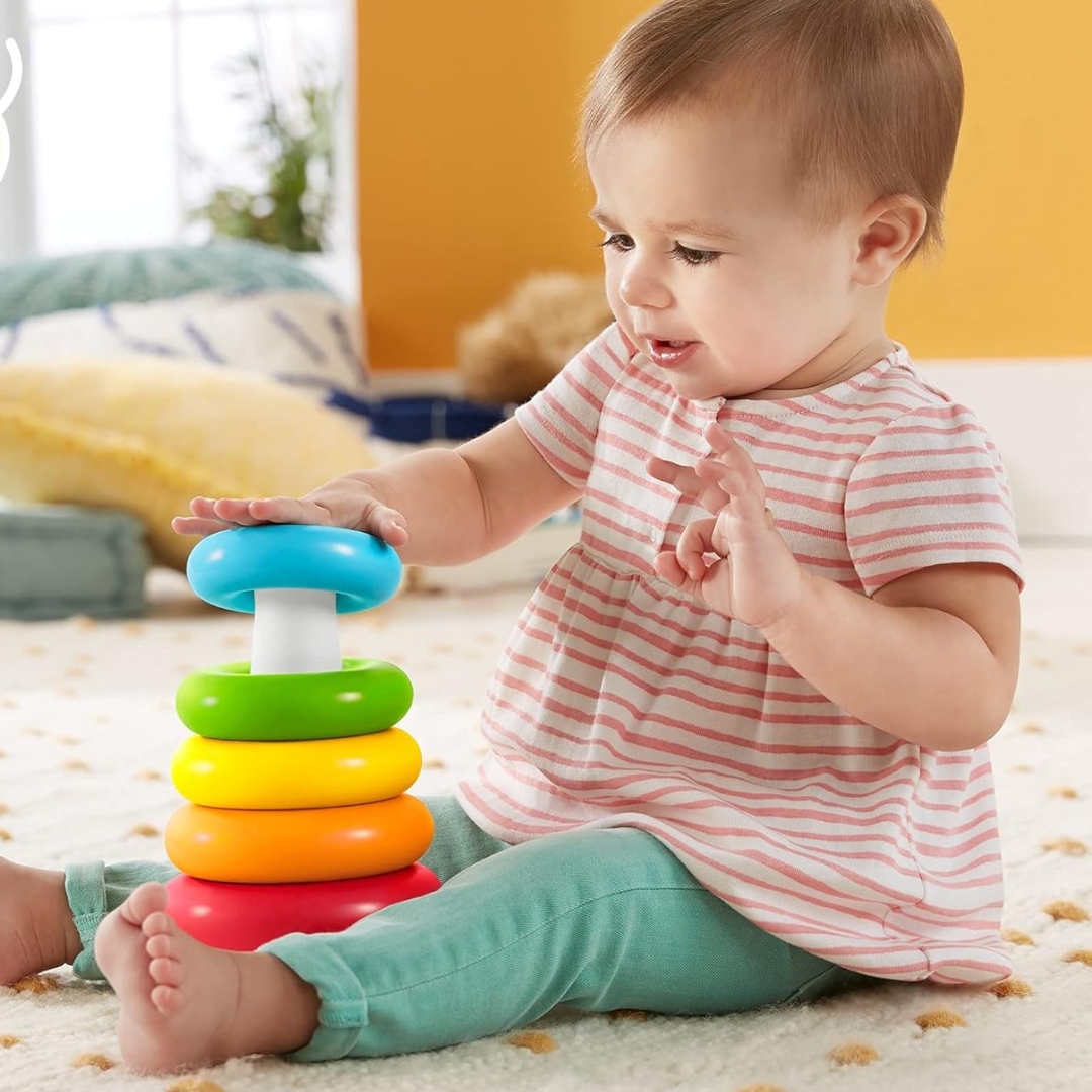 Baby Stapelspeelgoed Rock-a-Stack Ringen | Gekleurde Ringen Sorteerspeelgoed voor Kinderen van 1 tot 3+ Jaar