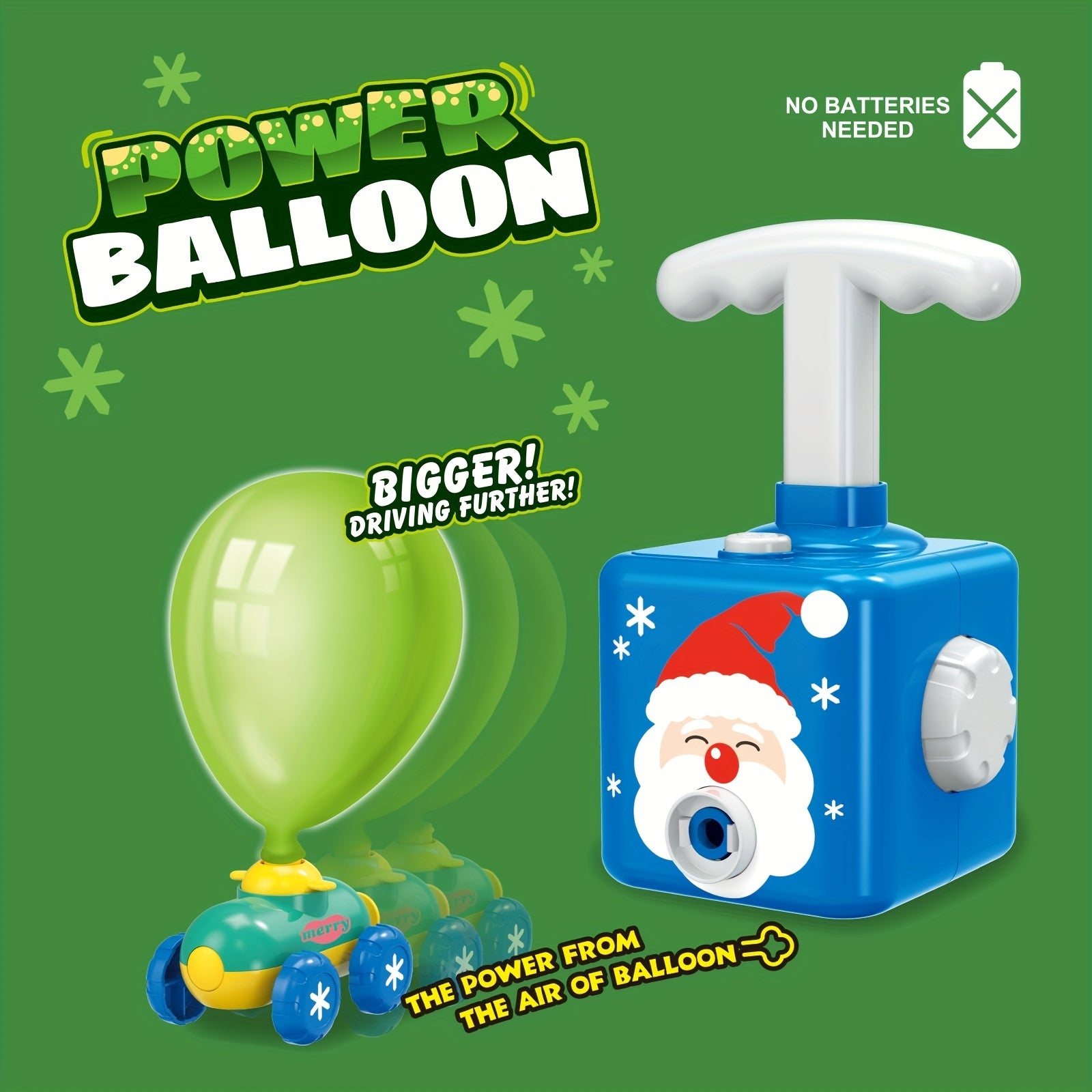 Santa Claus Aerodynamische Ballon Auto Speelgoed Set - Power Ballon Auto met Lanceerder | Perfect Kerst- & Thanksgiving Cadeau voor Kinderen