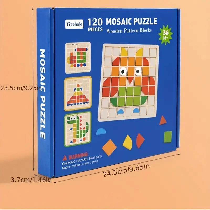 Montessori Houten Speelgoed Puzzel , Veelvormige 3D Mozaïek Puzzels Peuters