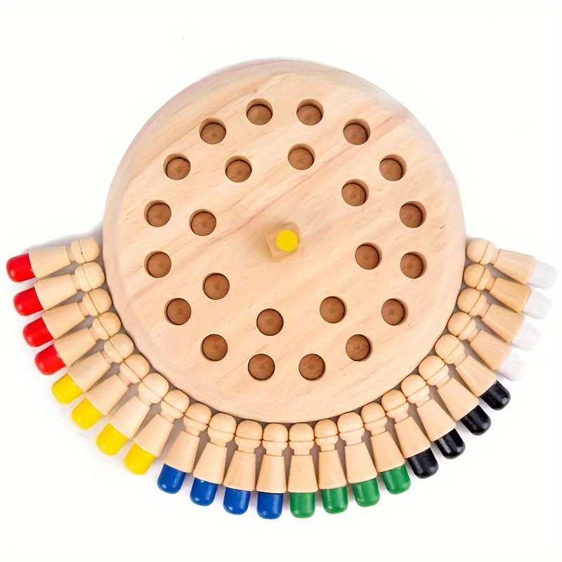 Houten Memory Match Stick Schaakspel | Educatieve Puzzel voor Kinderen van 3-6 Jaar & Volwassenen | Verbetert Geheugen & Cognitieve Vaardigheden | Ideaal voor Reizen & Cadeau