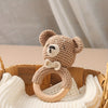 Baby Houten Rammelaar met Pure Katoenen Bel | Bruine Beer Rammelaar, Houten Baby Speelgoed