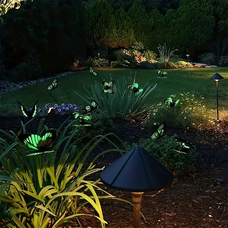 24st Glow In The Dark Vlinder Bloemen l Lichtgevende l Perfect voor Buiten Tuin Gazon Decoratie