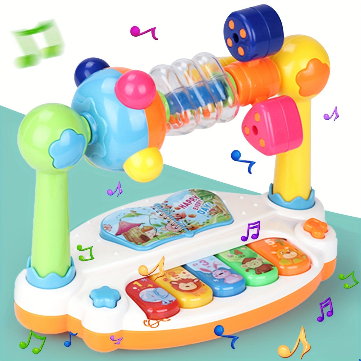 Muzikaal Piano Toetsenbord Speelgoed voor Kinderen - Interactief Geluids- & Licht Educatief Speelgoed | Perfect Kerstcadeau voor Vroege Leer- & Ritmespel