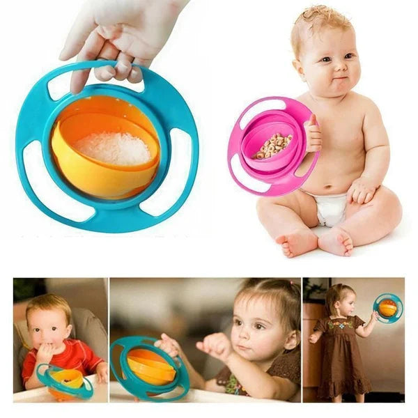 Excras Baby Gyro Bowl 360° rotatie Oranje met Groen l Maak eten Makkelijk