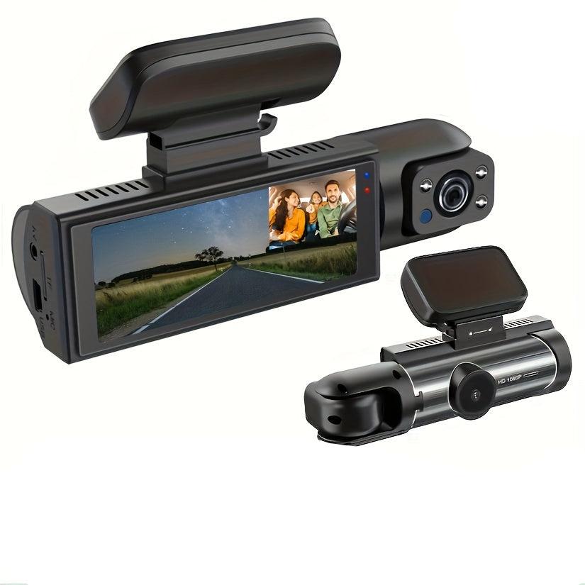 Dual Dash Cam 1080P Front & Inside | Infrarood Nachtzicht | Groothoek Auto DVR Camera met 8,03 cm IPS Scherm | 24-uurs Parkeerbeveiliging | Bewegingssensor en Loop Recording