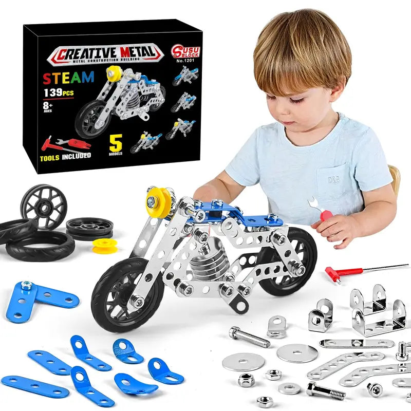 Bouwspeelgoed Motor Set - 139 Stuks l Educatief Speelgoed 8, 9, 10, 11, 12 Jaar