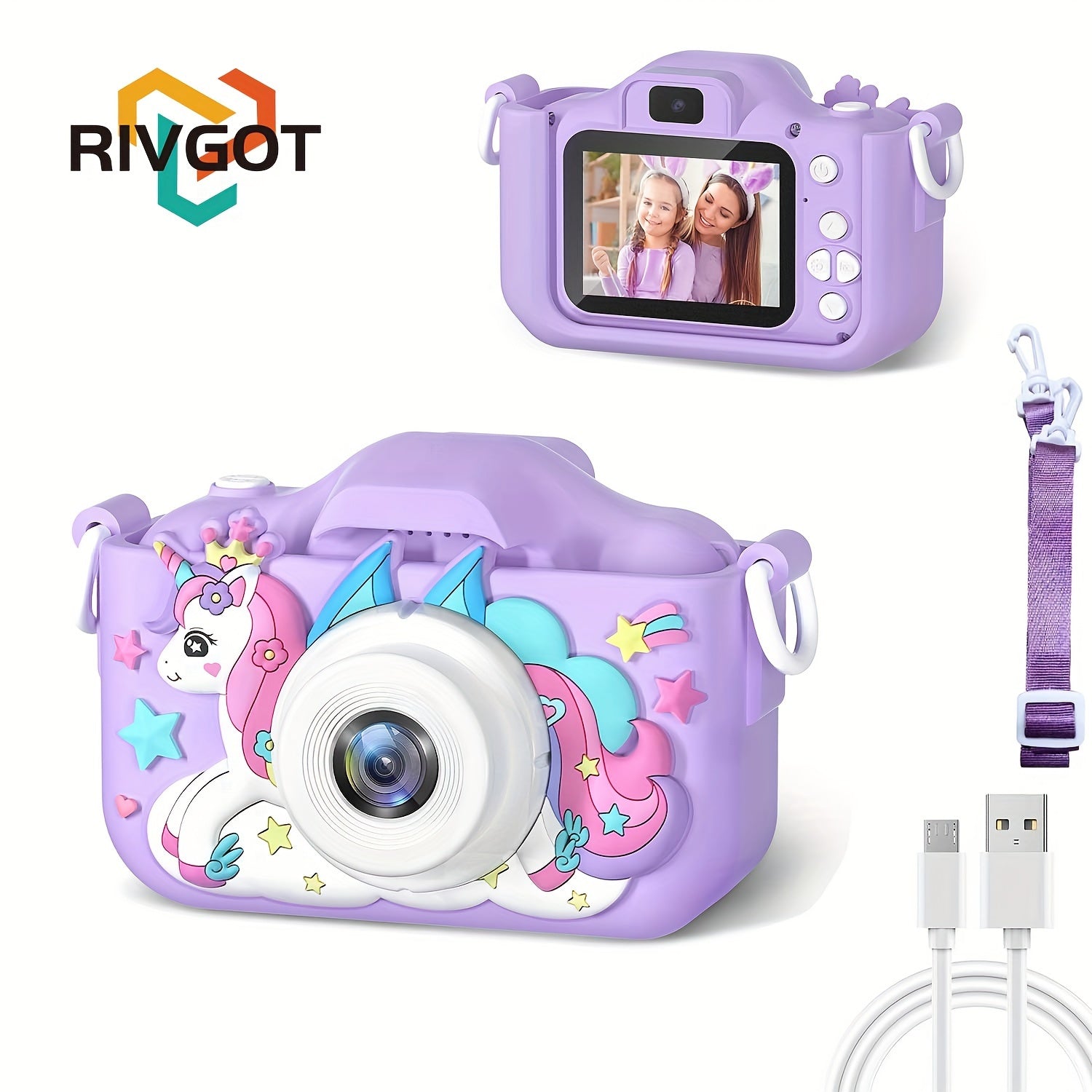 Unicorn HD Camera Voor Kinderen | Selfiecamera Voor Kinderen Geschikt Voor 3-12 Jaar Oude Peuters