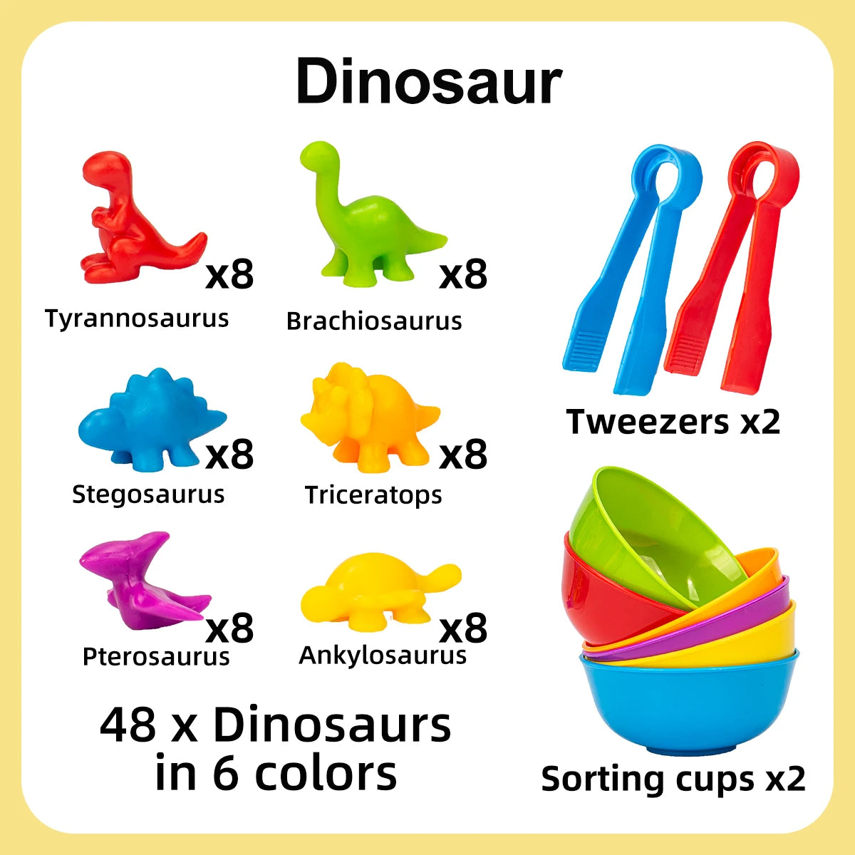 Dinosaurussen Tellen met Bowl -  Montessori Tellen Speelgoed 1 Jaar en ouder (Sensorisch Speelgoed)