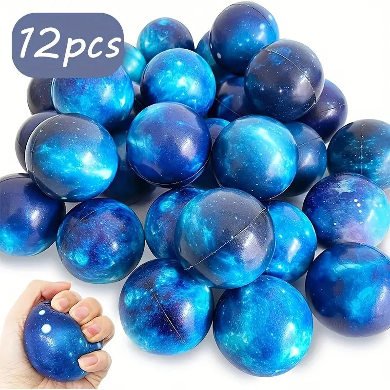 12 stuks Galaxy Stressballen 6,35 cm l Schuim Sterrenhemel Speelgoed ballen