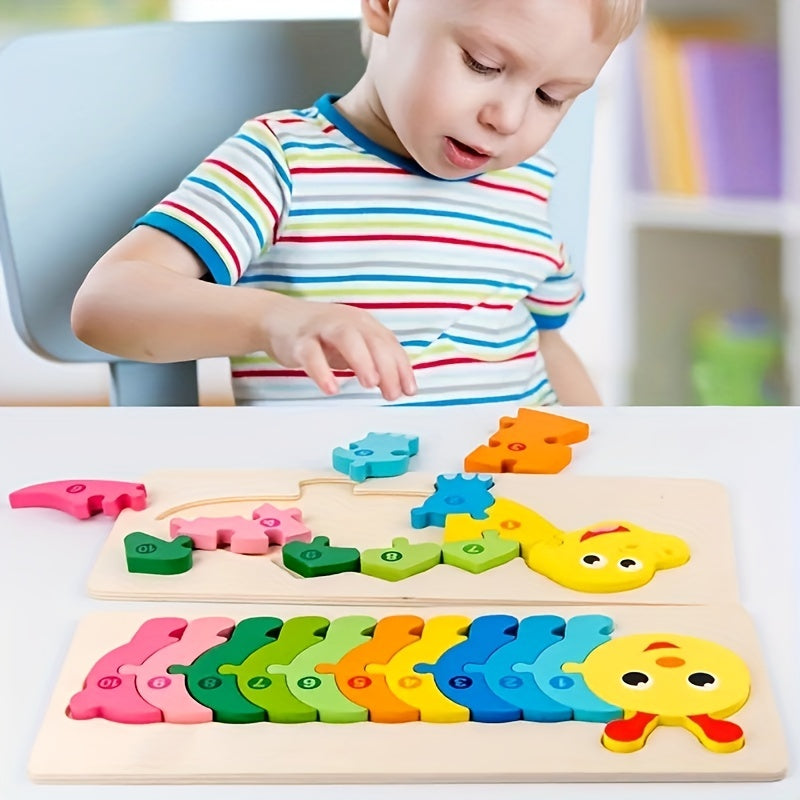 Educatieve Dierenpuzzel voor Kinderen | Houten Leerpuzzel met Gesp voor Kinderen 3-6 Jaar