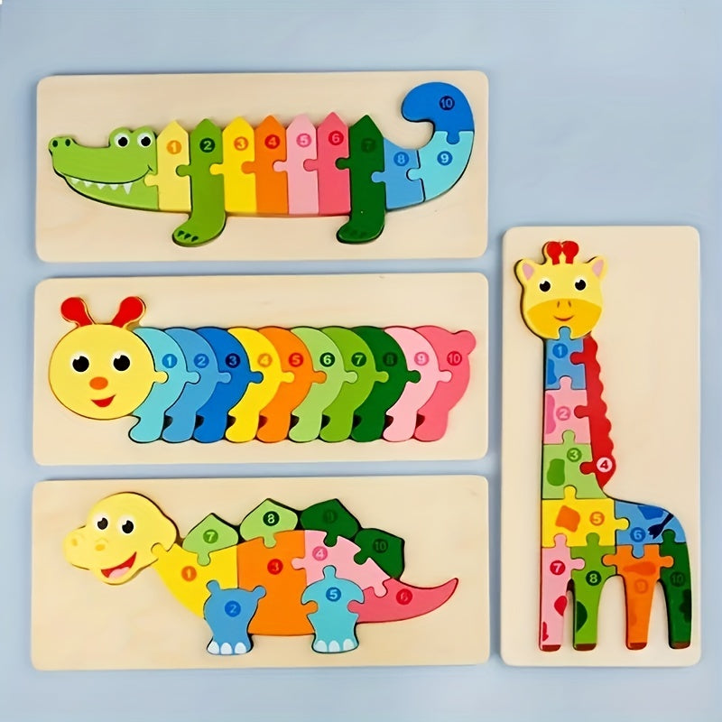 Educatieve Dierenpuzzel voor Kinderen | Houten Leerpuzzel met Gesp voor Kinderen 3-6 Jaar