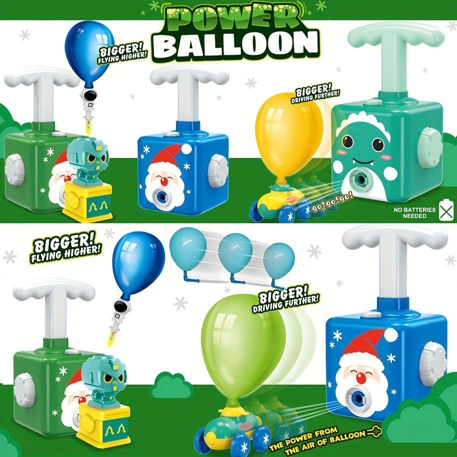 Santa Claus Aerodynamische Ballon Auto Speelgoed Set - Power Ballon Auto met Lanceerder | Perfect Kerst- & Thanksgiving Cadeau voor Kinderen